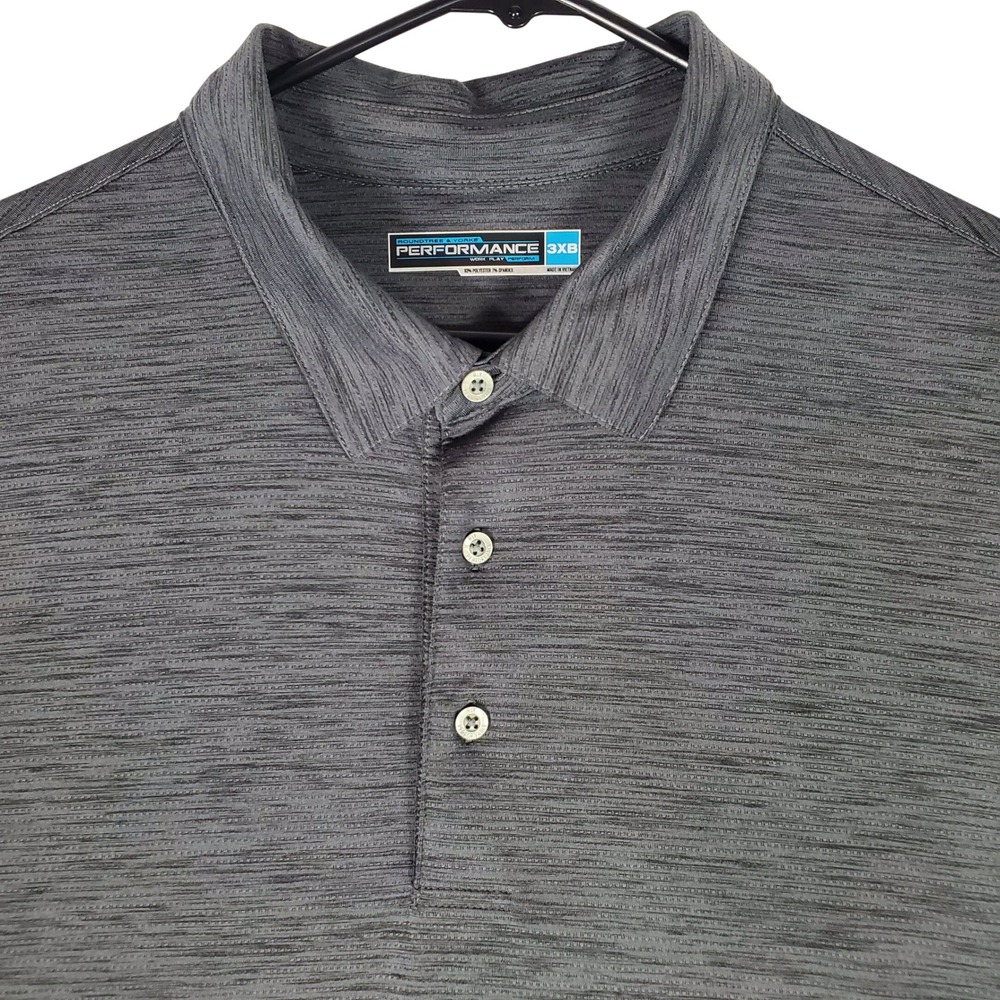 Roundtree & Yorke Performance Polo Shirt Mens 3XB Gray Space Dye Stretch Golf
